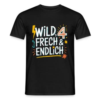 Wild, Cheeky & Finally 4 Years 4th Birthday - Men's T-Shirt - black - Front - AI Model Male 178 light (178cm)