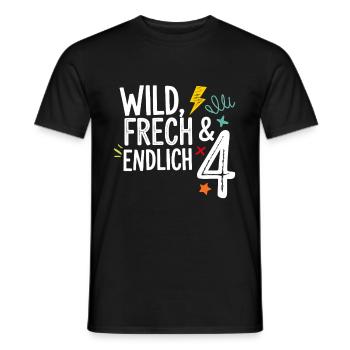 Wild, Cheeky & Finally 4 Years 4th Birthday - Men's T-Shirt - black - Front - AI Model Male 178 light (178cm)
