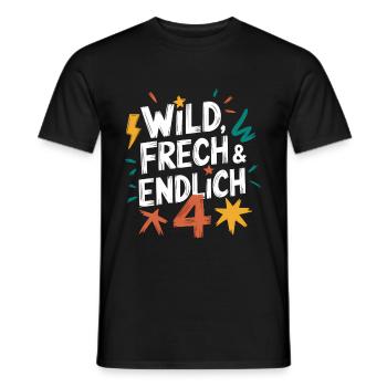 Wild, Cheeky & Finally 4 Years 4th Birthday - Men's T-Shirt - black - Front - AI Model Male 178 light (178cm)