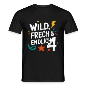 Wild, Cheeky & Finally 4 Years 4th Birthday - Men's T-Shirt - black - Front - AI Model Male 178 light (178cm)