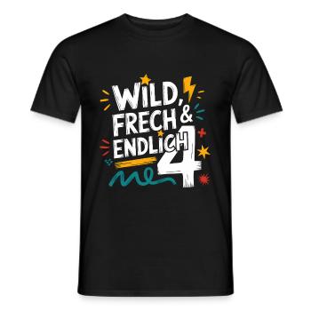 Wild, Cheeky & Finally 4 Years 4th Birthday - Men's T-Shirt - black - Front - AI Model Male 178 light (178cm)