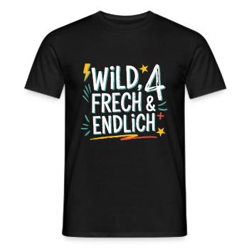 Wild, Cheeky & Finally 4 Years 4th Birthday - Men's T-Shirt - black - Front - AI Model Male 178 light (178cm)