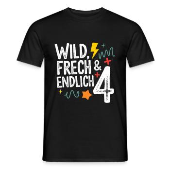 Wild, Cheeky & Finally 4 Years 4th Birthday - Men's T-Shirt - black - Front - AI Model Male 178 light (178cm)