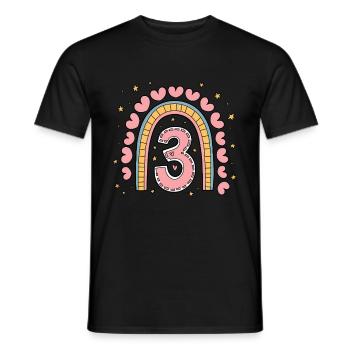 Cute 3rd Birthday Heart & Rainbow Design - Men's T-Shirt - black - Front - AI Model Male 178 light (178cm)