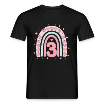 Coeur mignon 3ème anniversaire et design arc-en-ciel - T-shirt homme - noir - Devant - AI Model Male 178 light (178cm)