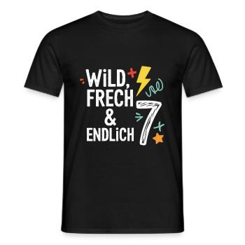 Sauvage, effronté et enfin 7 ans 7e anniversaire - T-shirt homme - noir - Devant - AI Model Male 178 light (178cm)