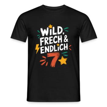 Sauvage, effronté et enfin 7 ans 7e anniversaire - T-shirt homme - noir - Devant - AI Model Male 178 light (178cm)