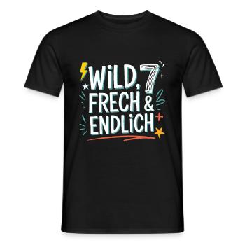 Sauvage, effronté et enfin 7 ans 7e anniversaire - T-shirt homme - noir - Devant - AI Model Male 178 light (178cm)