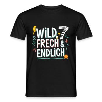 Sauvage, effronté et enfin 7 ans 7e anniversaire - T-shirt homme - noir - Devant - AI Model Male 178 light (178cm)