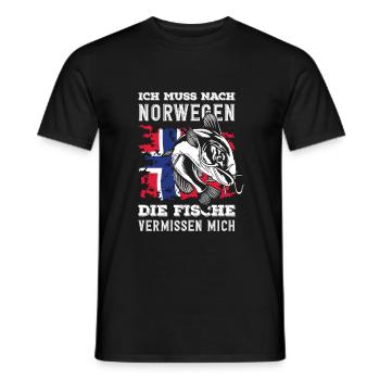 Norwegen Angeln Spruch Lustiges Design - Männer T-Shirt - Schwarz - Vorne - AI Model Male 178 light (178cm)