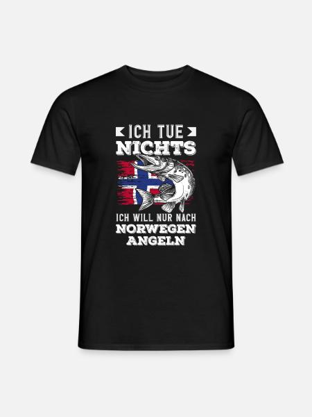 Norwegen Angeln Spruch Lustiges Design - Männer T-Shirt - Schwarz