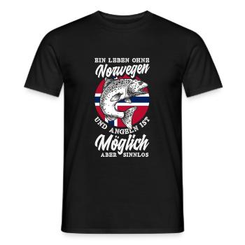 Norwegen Angeln Spruch Lustiges Design - Männer T-Shirt - Schwarz - Vorne - AI Model Male 178 light (178cm)