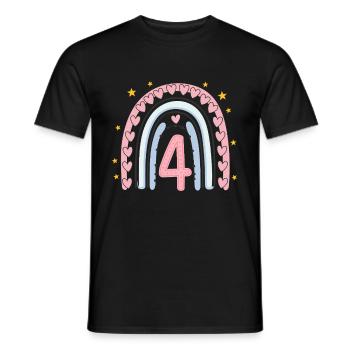 Coeur mignon 4e anniversaire et design arc-en-ciel - T-shirt homme - noir - Devant - AI Model Male 178 light (178cm)