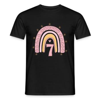 Coeur mignon de 7e anniversaire et design arc-en-ciel - T-shirt homme - noir - Devant - AI Model Male 178 light (178cm)