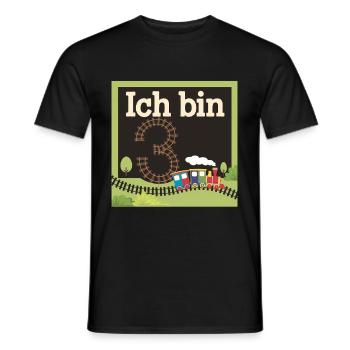 Ich bin 3 Zug Eisenbahn 3. Geburtstag - Männer T-Shirt - Schwarz - Vorne - AI Model Male 178 light (178cm)