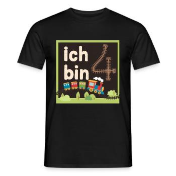 Ich bin 4 Zug Eisenbahn 4. Geburtstag - Männer T-Shirt - Schwarz - Vorne - AI Model Male 178 light (178cm)