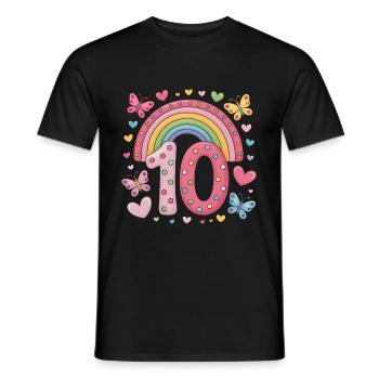 Papillon arc-en-ciel 10e anniversaire fille - T-shirt homme - noir - Devant - AI Model Male 178 light (178cm)