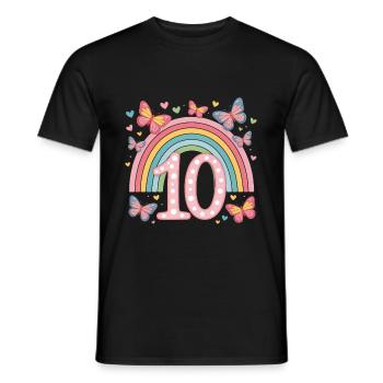 Papillon arc-en-ciel 10e anniversaire fille - T-shirt homme - noir - Devant - AI Model Male 178 light (178cm)