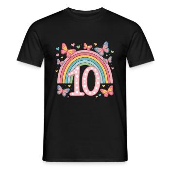 Papillon arc-en-ciel 10e anniversaire fille - T-shirt homme - noir - Devant - AI Model Male 178 light (178cm)