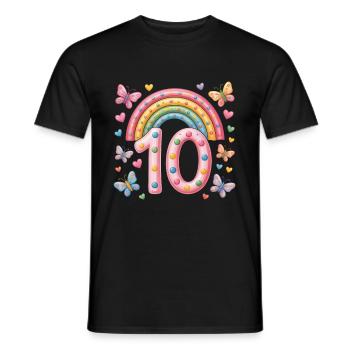 Papillon arc-en-ciel 10e anniversaire fille - T-shirt homme - noir - Devant - AI Model Male 178 light (178cm)