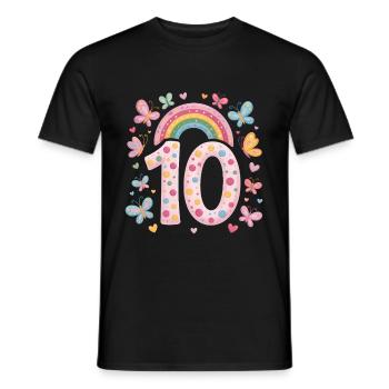 Papillon arc-en-ciel 10e anniversaire fille - T-shirt homme - noir - Devant - AI Model Male 178 light (178cm)