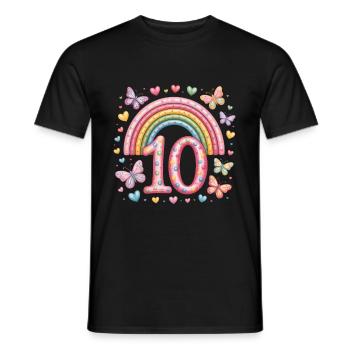 Papillon arc-en-ciel 10e anniversaire fille - T-shirt homme - noir - Devant - AI Model Male 178 light (178cm)