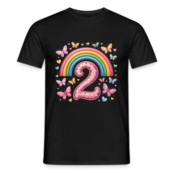 Papillon arc-en-ciel 2e anniversaire fille - T-shirt homme - noir - Devant - AI Model Male 178 light (178cm)