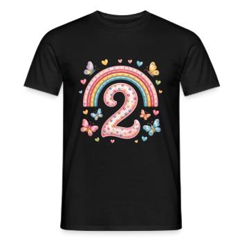 Papillon arc-en-ciel 2e anniversaire fille - T-shirt homme - noir - Devant - AI Model Male 178 light (178cm)