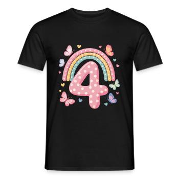 Papillon arc-en-ciel 4e anniversaire fille - T-shirt homme - noir - Devant - AI Model Male 178 light (178cm)