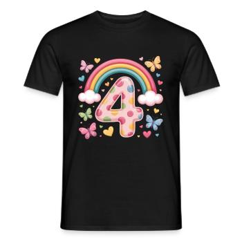 Papillon arc-en-ciel 4e anniversaire fille - T-shirt homme - noir - Devant - AI Model Male 178 light (178cm)