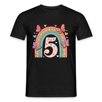 Papillon arc-en-ciel 5e anniversaire fille - T-shirt homme - noir - Devant - AI Model Male 178 light (178cm)