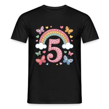 Rainbow Butterfly 5th Birthday Girl - Men's T-Shirt - black - Front - AI Model Male 178 light (178cm)