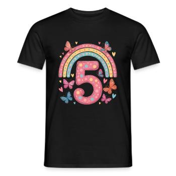 Papillon arc-en-ciel 5e anniversaire fille - T-shirt homme - noir - Devant - AI Model Male 178 light (178cm)