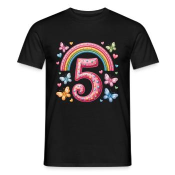Papillon arc-en-ciel 5e anniversaire fille - T-shirt homme - noir - Devant - AI Model Male 178 light (178cm)