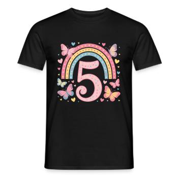 Rainbow Butterfly 5th Birthday Girl - Men's T-Shirt - black - Front - AI Model Male 178 light (178cm)