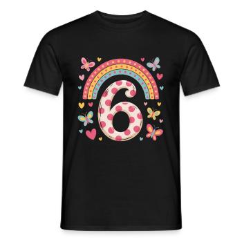 Rainbow Butterfly 6th Birthday Girl - Men's T-Shirt - black - Front - AI Model Male 178 light (178cm)