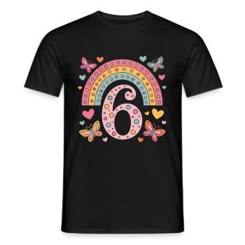 Rainbow Butterfly 6th Birthday Girl - Men's T-Shirt - black - Front - AI Model Male 178 light (178cm)