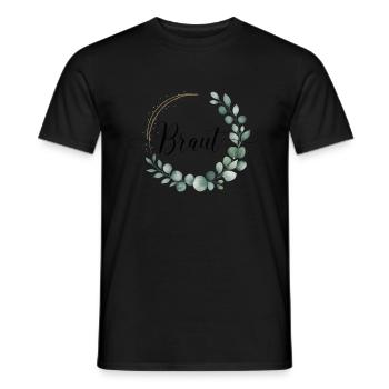 Bridal Flower Wreath Eucalyptus Bachelor Party Wedding - Men's T-Shirt - black - Front - AI Model Male 178 light (178cm)