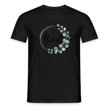 Bridal Flower Wreath Eucalyptus Bachelor Party Wedding - Men's T-Shirt - black - Front - AI Model Male 178 light (178cm)