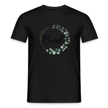 Bridal Flower Wreath Eucalyptus Bachelor Party Wedding - Men's T-Shirt - black - Front - AI Model Male 178 light (178cm)