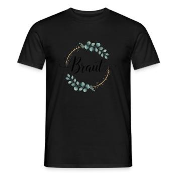 Bridal Flower Wreath Eucalyptus Bachelor Party Wedding - Men's T-Shirt - black - Front - AI Model Male 178 light (178cm)