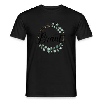 Bridal Flower Wreath Eucalyptus Bachelor Party Wedding - Men's T-Shirt - black - Front - AI Model Male 178 light (178cm)