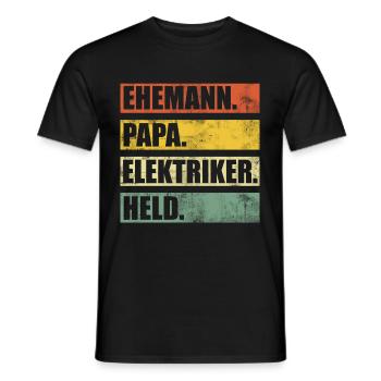 Ehemann Papa Elektriker - Männer T-Shirt - Schwarz - Vorne - AI Model Male 178 light (178cm)