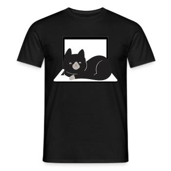 Cute cat sitting on laptop - Men's T-Shirt - black - Front - AI Model Male 178 light (178cm)