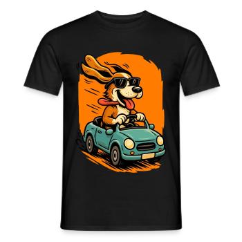 Cool dog on a road trip - Men's T-Shirt - black - Front - AI Model Male 178 light (178cm)