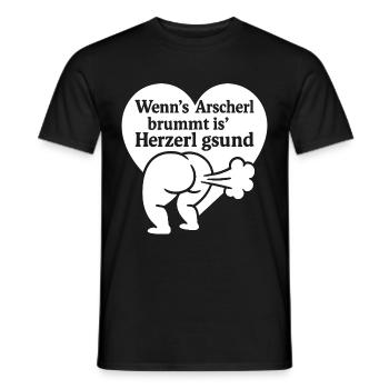 Wenns Arscherl brummt is Herzerl gsund - Männer T-Shirt - Schwarz - Vorne - AI Model Male 178 light (178cm)