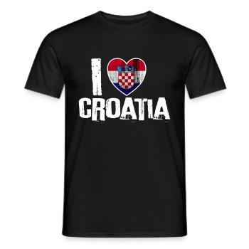 Croatia flag national flag heart gift idea - Men's T-Shirt - black - Front - AI Model Male 178 light (178cm)
