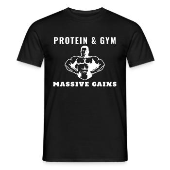 Protein & Gym Massive Gains - Männer T-Shirt - Schwarz - Vorne - AI Model Male 178 light (178cm)