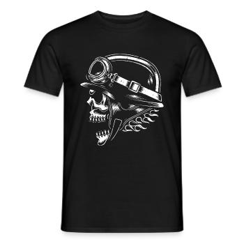 Biker Motorradfahrer Helm mit Totenkopf - Männer T-Shirt - Schwarz - Vorne - AI Model Male 178 light (178cm)