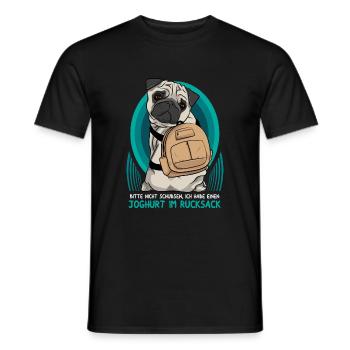 Bitte nicht schubsen! Joghurt im Rucksack. - Männer T-Shirt - Schwarz - Vorne - AI Model Male 178 light (178cm)